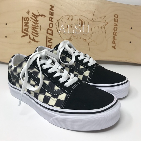 VANS Old Skool Blur Check Black Classic W AUTHENT - Picture 5 of 9